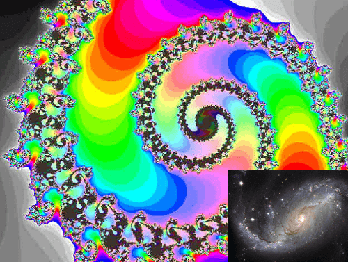 La Fractale de Julia, qui a la forme d'une galaxie spirale; la structure Fractale est la 
		clef de la compréhension de l'Univers
