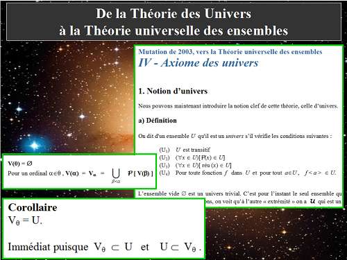 De la Théorie des Univers à la Théorie univserselle des ensembles