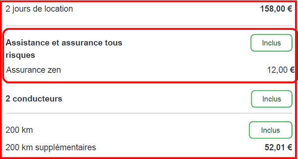 Location véhicule UCAR avec assurance ZEN 2