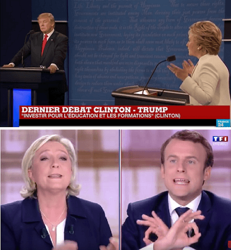 Débats élections 2016-2017 Trump-Clinton et Macron-Le-Pen