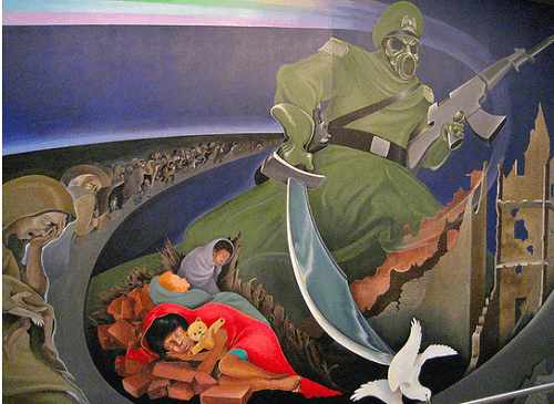 Genocide planétaire annoncé sur les fresques de l'aaéroport de Denver