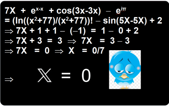 Equation de X ancien Twitter, X égale zéro