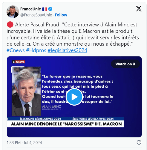 Alain Minc valide que les élections de Macron sont paranormales